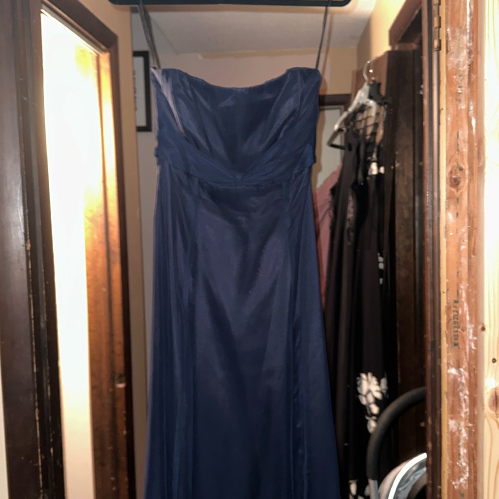 Strapless navy blue bridesmaids dress worn once